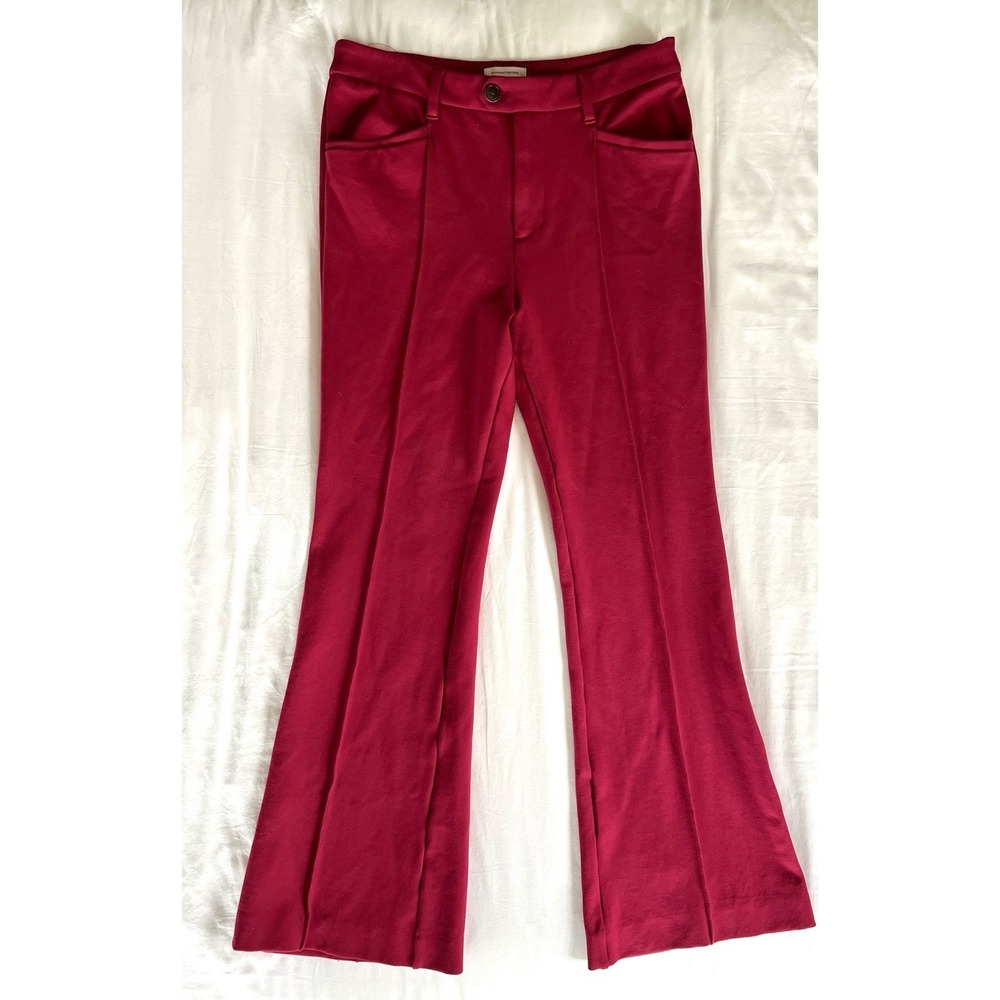 Anthropologie The Essential Flare Stretch Trousers Pants Raspberry Pink Size 12 - Picture 2 of 6